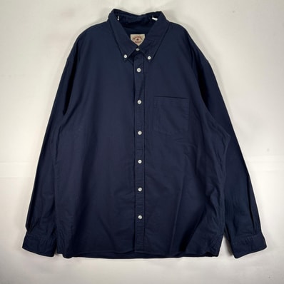 古着 ブルックスブラザーズ Brooks Brothers 長袖シャツ ボタンダウン 2XL ネイビー系 無地 メンズ