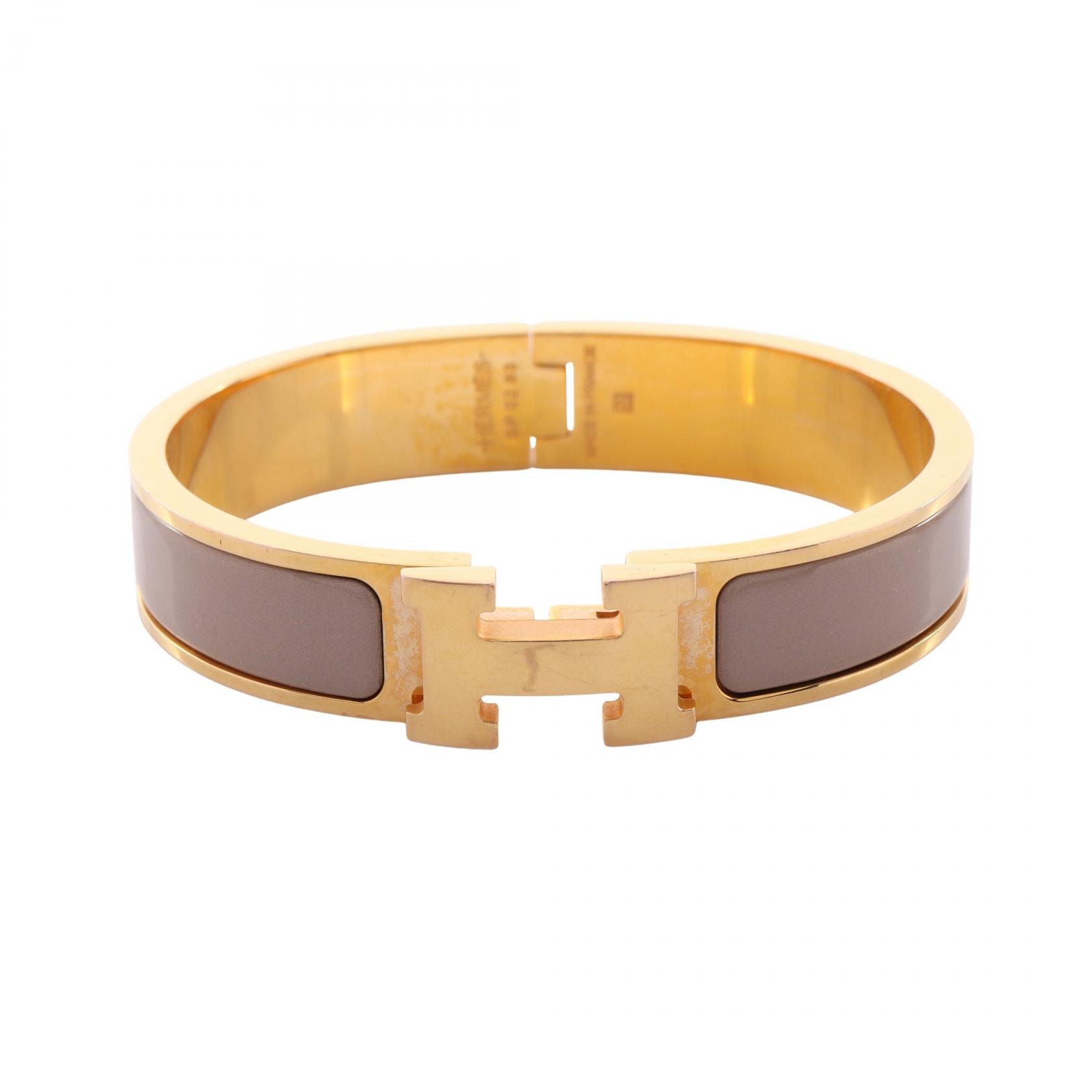 エルメス HERMES クリッククラックPM バングル アクセサリー GP(ゴールドメッキ) エナメル ゴールド レディース ゴールド系 / ベージュ系 【中古】