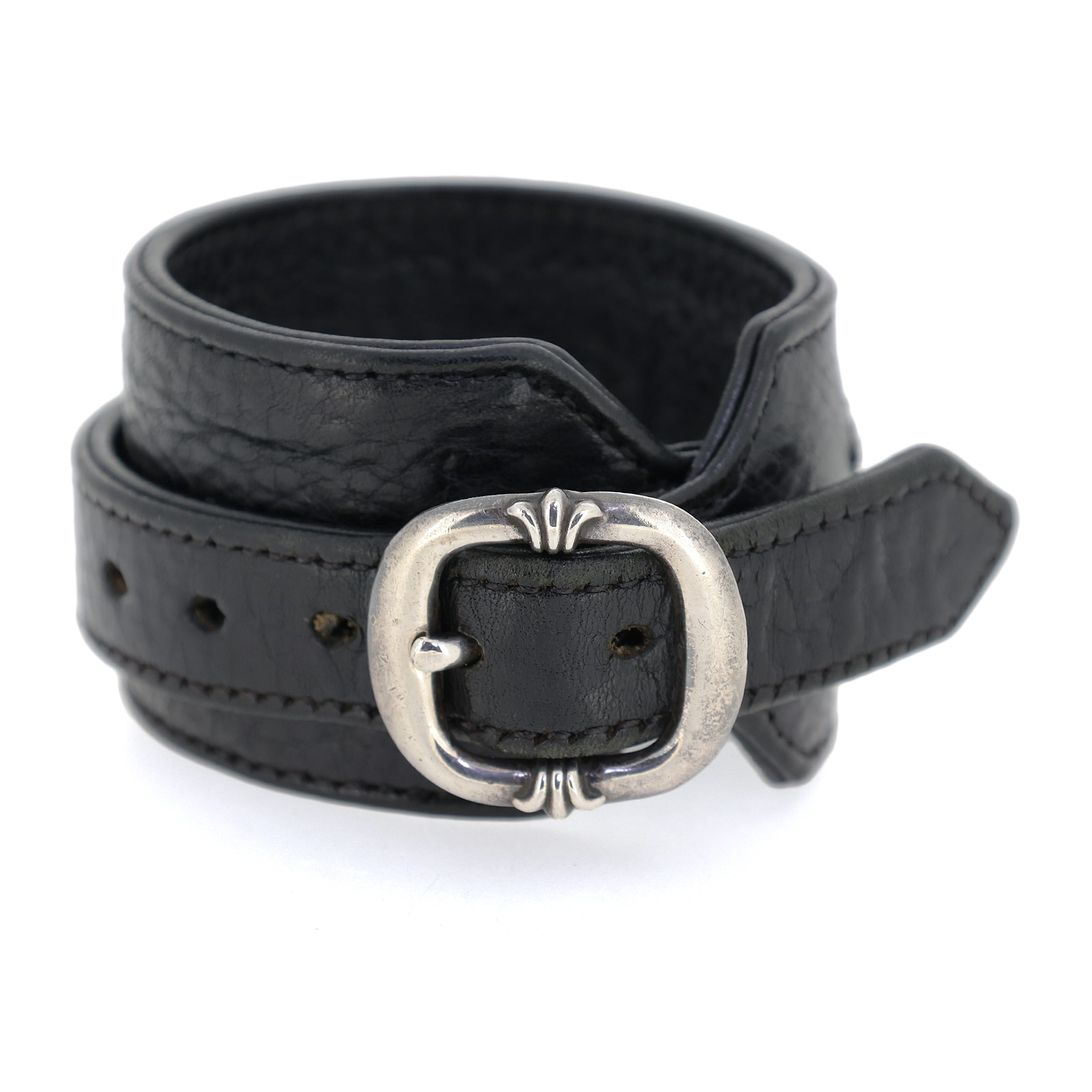 CHROME HEARTS クロムハーツ  ロックンロール タイニー レザー  ブラック  メンズ ブレスレット