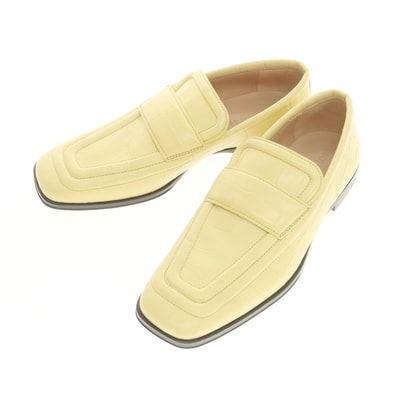 【中古】【未使用】ボッテガヴェネタ BOTTEGAVENETA 型押しレザー ローファー イエロー【サイズ40】【メンズ】