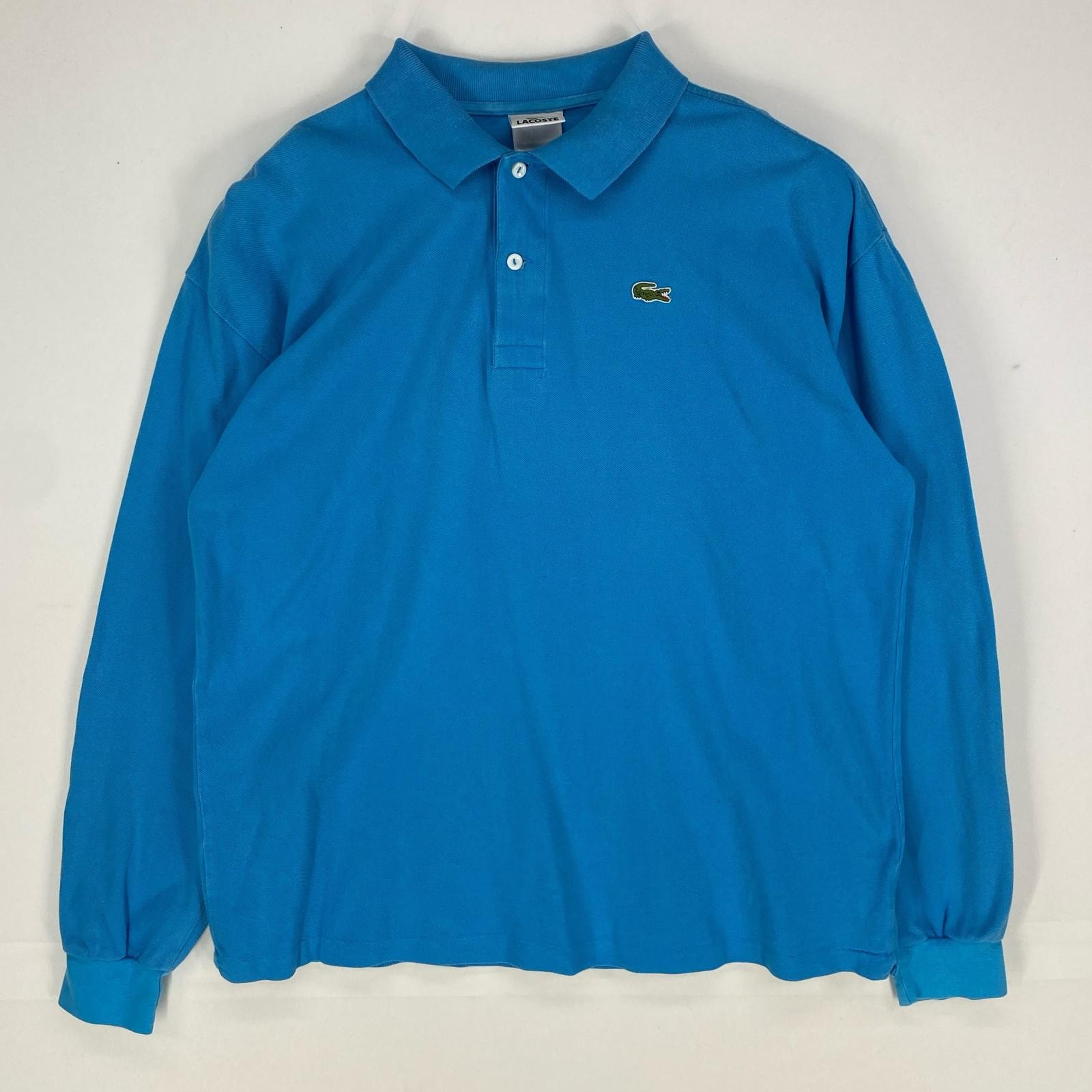 古着 90's/90年代 ラコステ LACOSTE 長袖シャツ ワンポイントロゴ ポロシャツ ロングスリーブ 7 ブルー系 メンズ