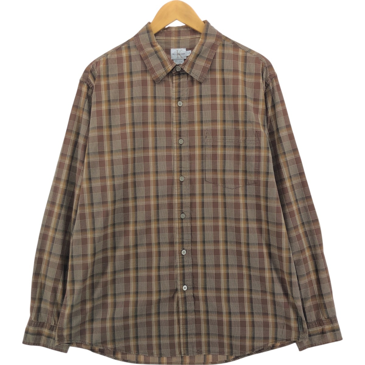 古着 カルバンクライン Calvin klein 長袖 コットンチェックシャツ メンズL相当/eaa558381