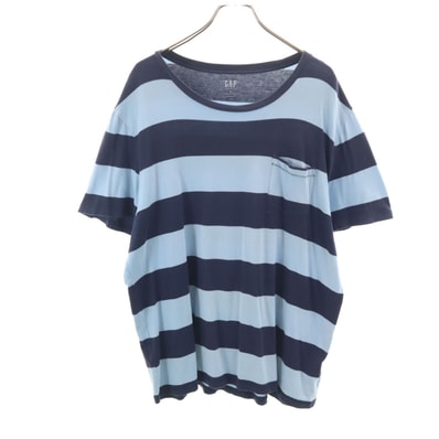 GAP ギャップ ボーダー柄 半袖 Tシャツ XL ネイビー系 ポケT