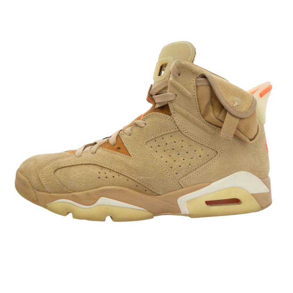 NIKE 21AW DH0690-200 Travis Scott Air Jordan 6 British Khaki【フェイクバスターズ鑑定済】エアジョーダン6 ブリティッシュカーキ ハイカット スニーカー カーキ系 ブラウン系 28cm【中古】