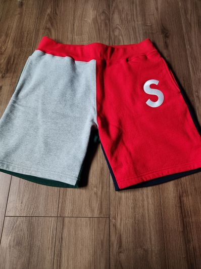 Supreme S Logo Colorblocked Sweatshort "Red"