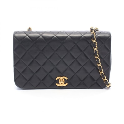 シャネル CHANEL フルフラップ マトラッセ ショルダーバッグ バッグ ラムスキン(羊革) レディース ブラック系 【中古】