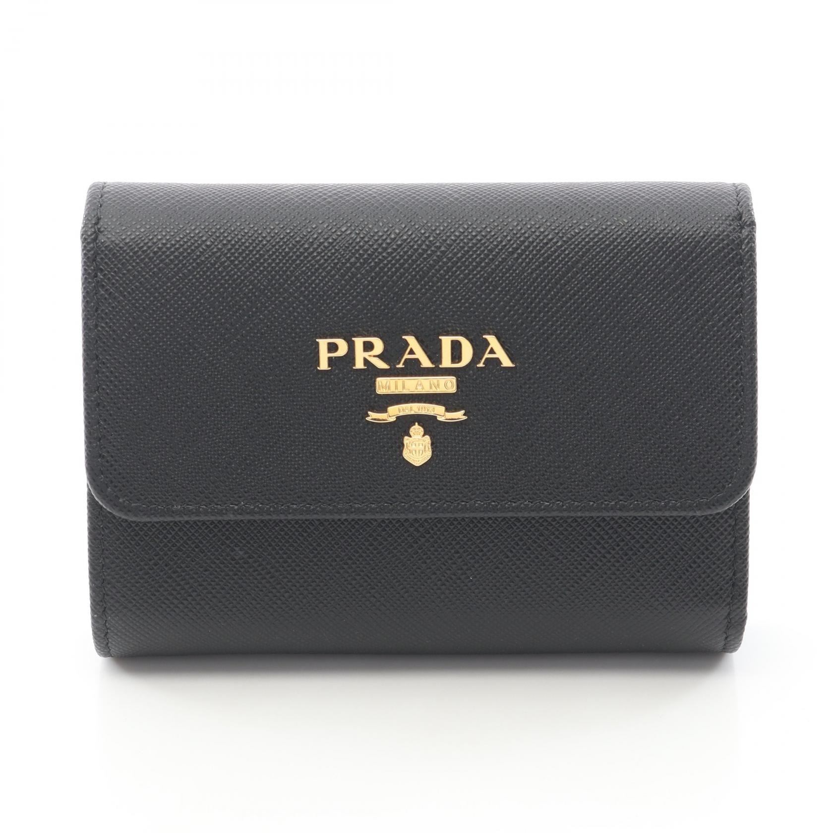プラダ PRADA SAFFIANO METAL 三つ折り財布 財布 サフィアーノレザー レディース ブラック系 1MH025QWAF0002 【新品】