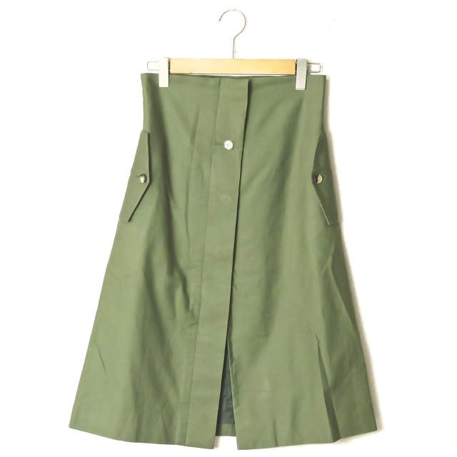 AKANE UTSUNOMIYA x aquagirl アカネウツノミヤ アクアガール 別注 日本製 コットンラップスカート W14-FSK01-2002 38 カーキ ポケット ハイウエスト ボトムス lc27048