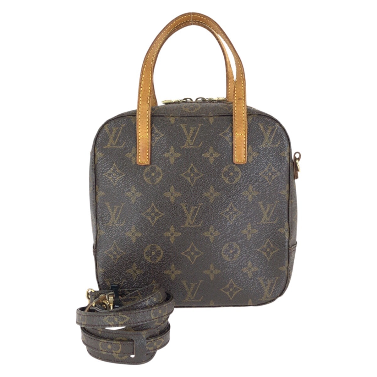 LOUIS VUITTON ルイヴィトン モノグラム スポンティーニ 2way ブラウン ゴールド金具 PVC レザー/ ショルダーバッグ ハンドバッグ 1-0293695 【中古】