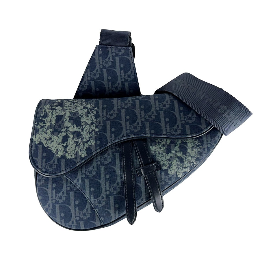 クリスチャンディオール Christian Dior ボディバッグ Dior Tears サドルバッグ キャンバス ネイビー メンズ【中古】 z11096