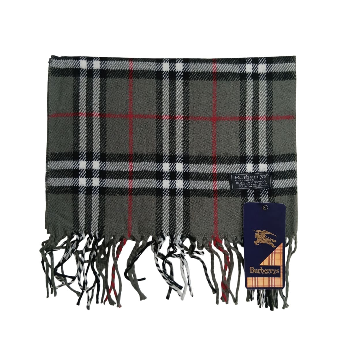 BURBERRY バーバリー ノバチェック ストール マフラー ウール グレー メンズ【中古】