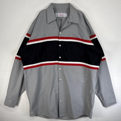 古着 レッドキャップ RED KAP 長袖シャツ ワーク 胸ポケ 作業着 大きいサイズ XL グレー系 マルチカラー メンズ