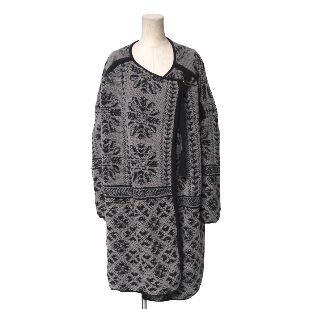 ■美品■Chloe クロエ コート サイズXS カシミヤ混 ニット カーディガン ガウンコート 総柄 ブランド古着【中古】20251110/RA6546