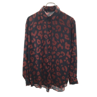 ZARA ザラ レオパード柄 長袖 シャツ M ブラック ヒョウ柄