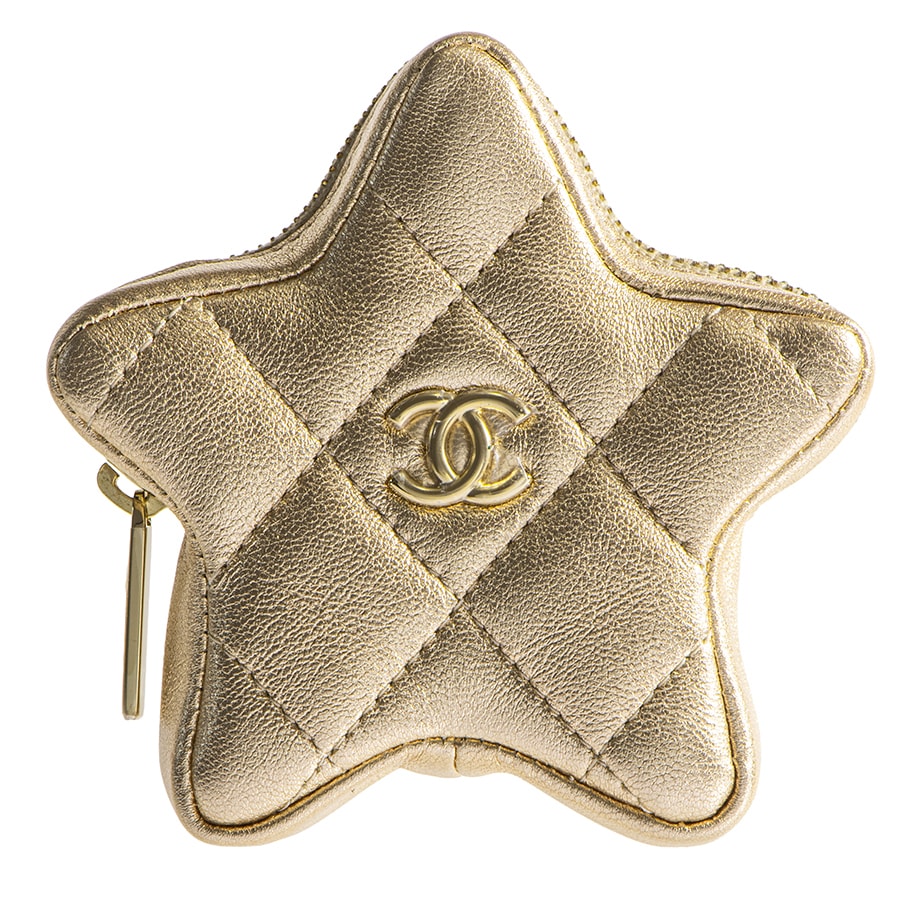 CHANEL シャネル スター ポーチ ラムスキン ゴールド【中古】