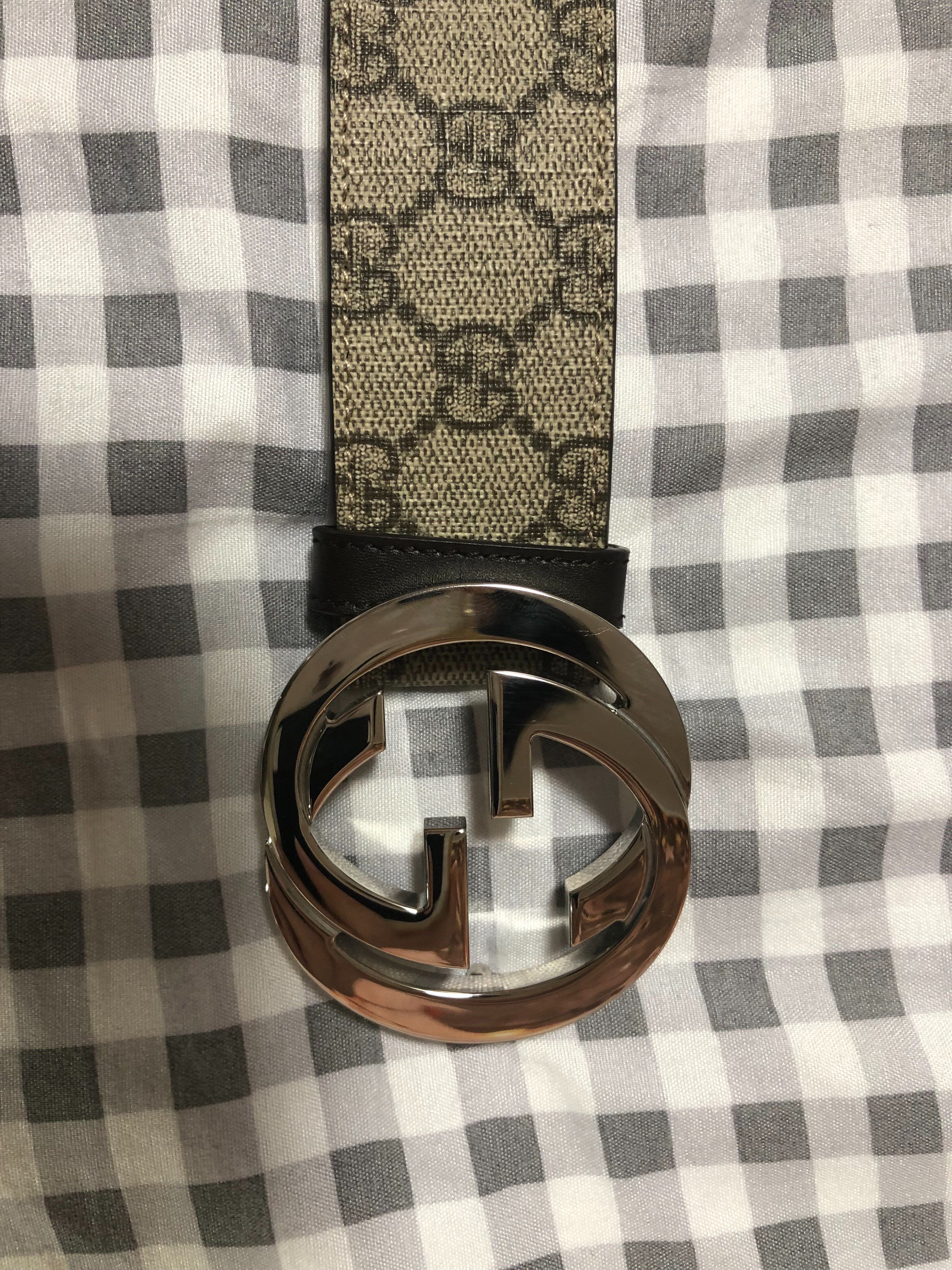 GUCCI GG Supreme Belt With G Buckle "Beige/Ebony"
