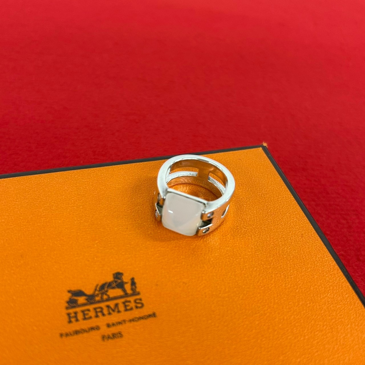 HERMES エルメス メドール リング シルバー925 ムーンストーン ダイヤモンド リング・指輪 10号 シルバー
19603