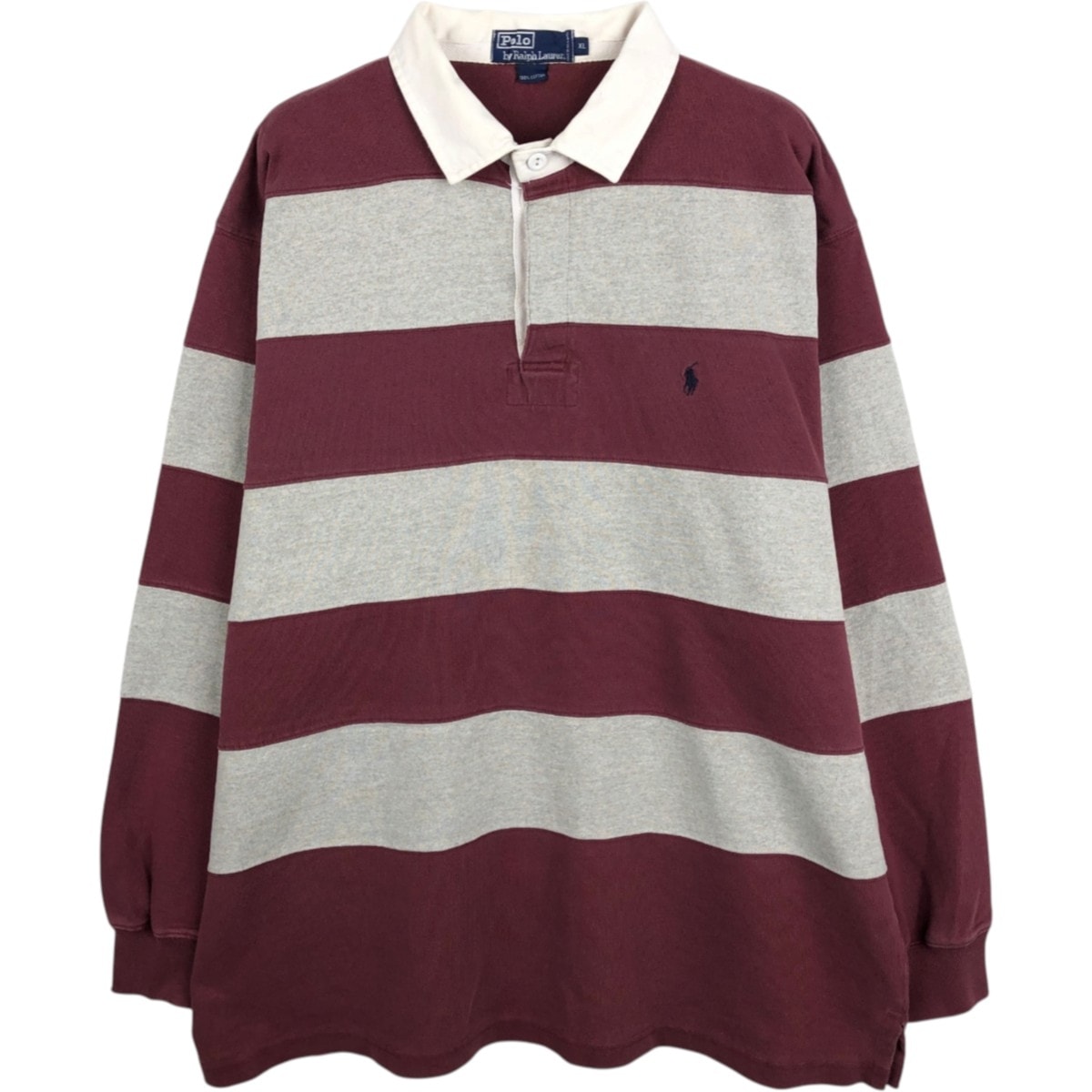 古着 ラルフローレン Ralph Lauren POLO by Ralph Lauren ボーダー柄 長袖 ラガーシャツ メンズXL相当/eaa668871