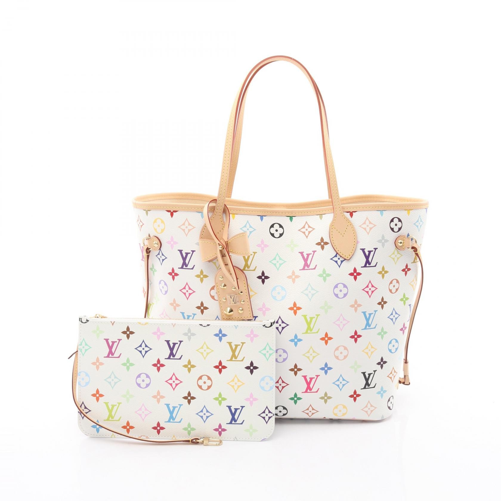 ルイ・ヴィトン LOUIS VUITTON LV × TM ネヴァーフルMM モノグラムマルチカラー トートバッグ バッグ PVCコーティングキャンバス レザー モノグラム・マルチカラー レディース ホワイト系 M27787 【中古】