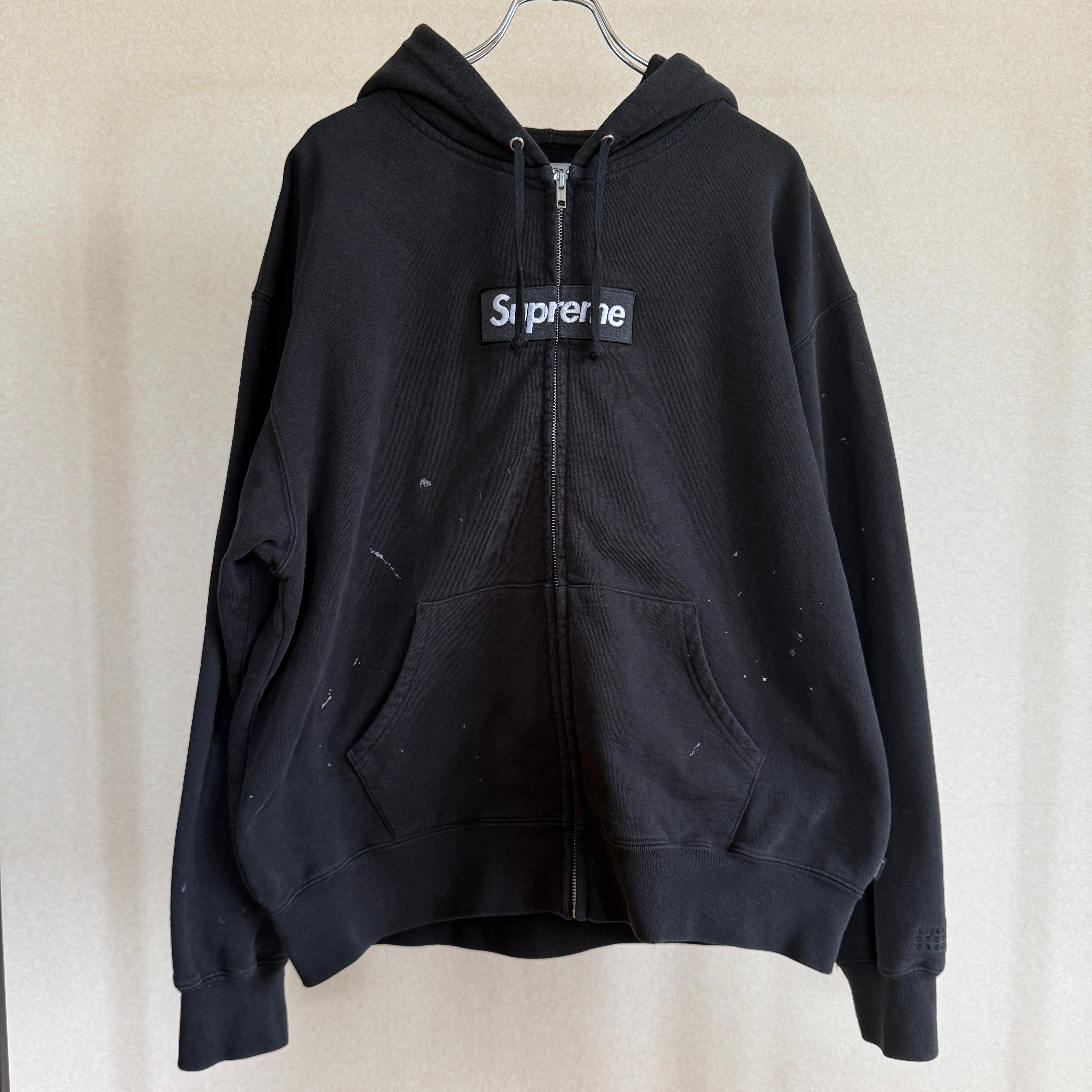 Supreme x MM6 Maison Margiela Box Logo Zip Up Hooded Sweatshirt "Black"