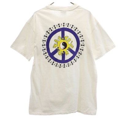 Hanes ヘインズ 80s 90s USA製 オールド バックプリント ラクロス 半袖 Tシャツ L ホワイト シングルステッチ