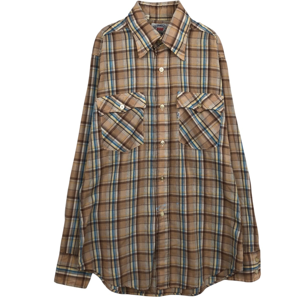 古着 70~80年代 リーバイス Levi's チェック柄 長袖 シャツ メンズM相当 ヴィンテージ/eaa628821