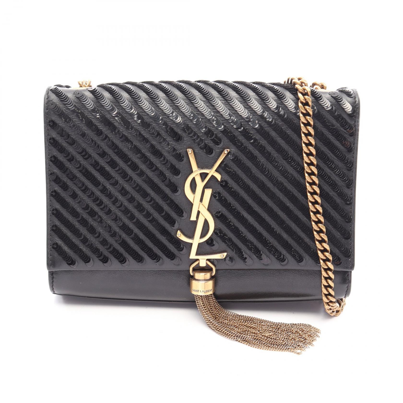 サンローランパリ SAINT LAURENT PARIS ケイト タッセル ショルダーバッグ バッグ レザー レディース ブラック系 513568 【中古】