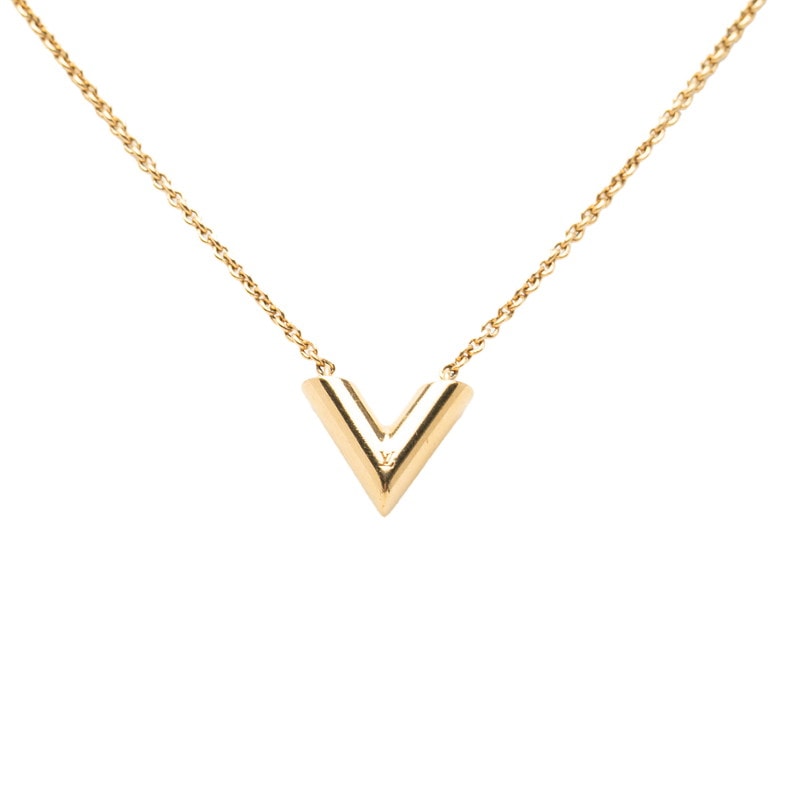 ルイ ヴィトン エセンシャルV チェーン ペンダント ネックレス M61083 ゴールド メッキ レディース LOUIS VUITTON 中古