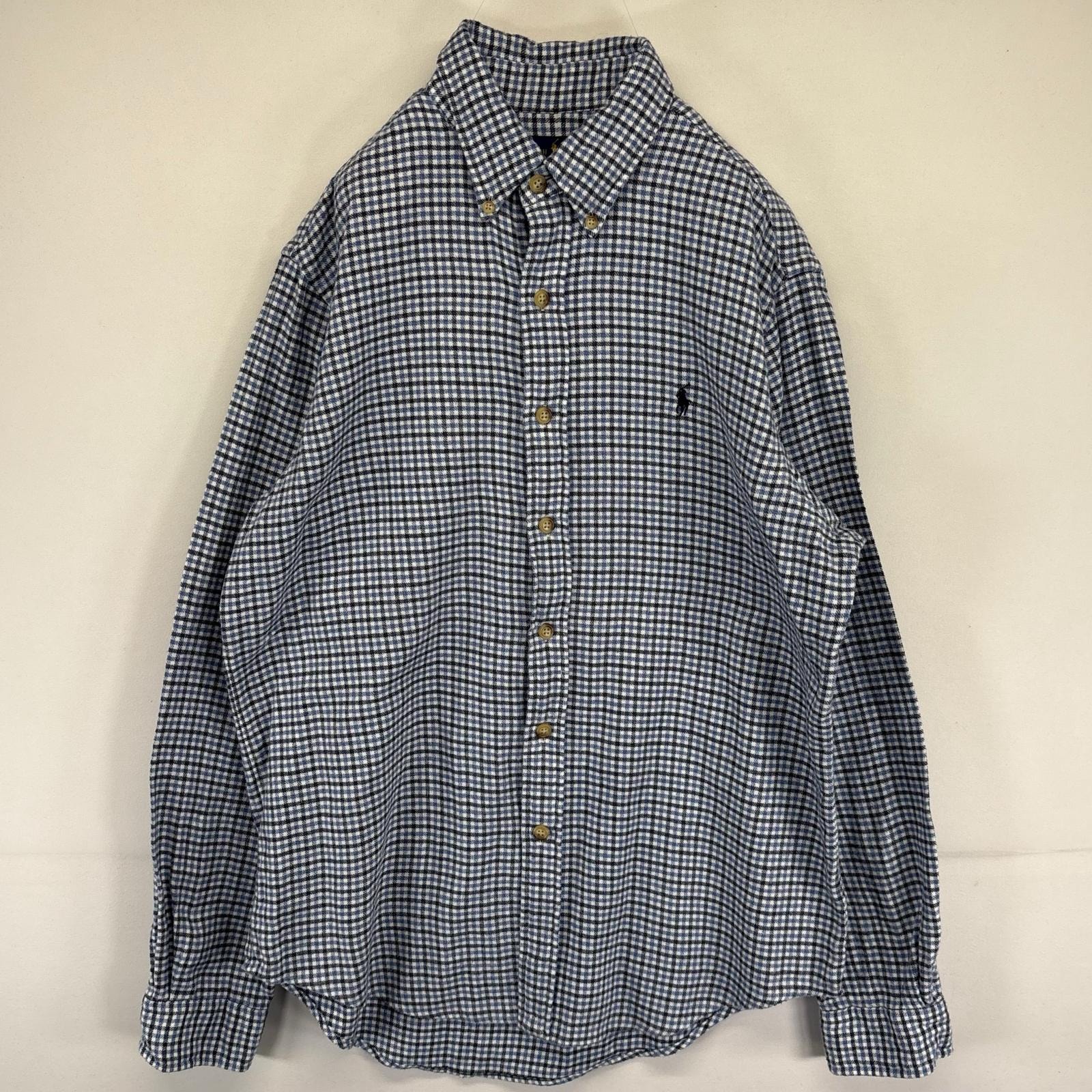 古着 ラルフローレン RALPH LAUREN 長袖シャツ ボタンダウン ネルシャツ チェック柄 ワンポイントロゴ M マルチカラー メンズ