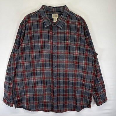 古着 エルエルビーン L.L.Bean 長袖シャツ ネルシャツ シャモア 胸ポケット 大きいサイズ XXL TALL ネイビー系 チェック メンズ
