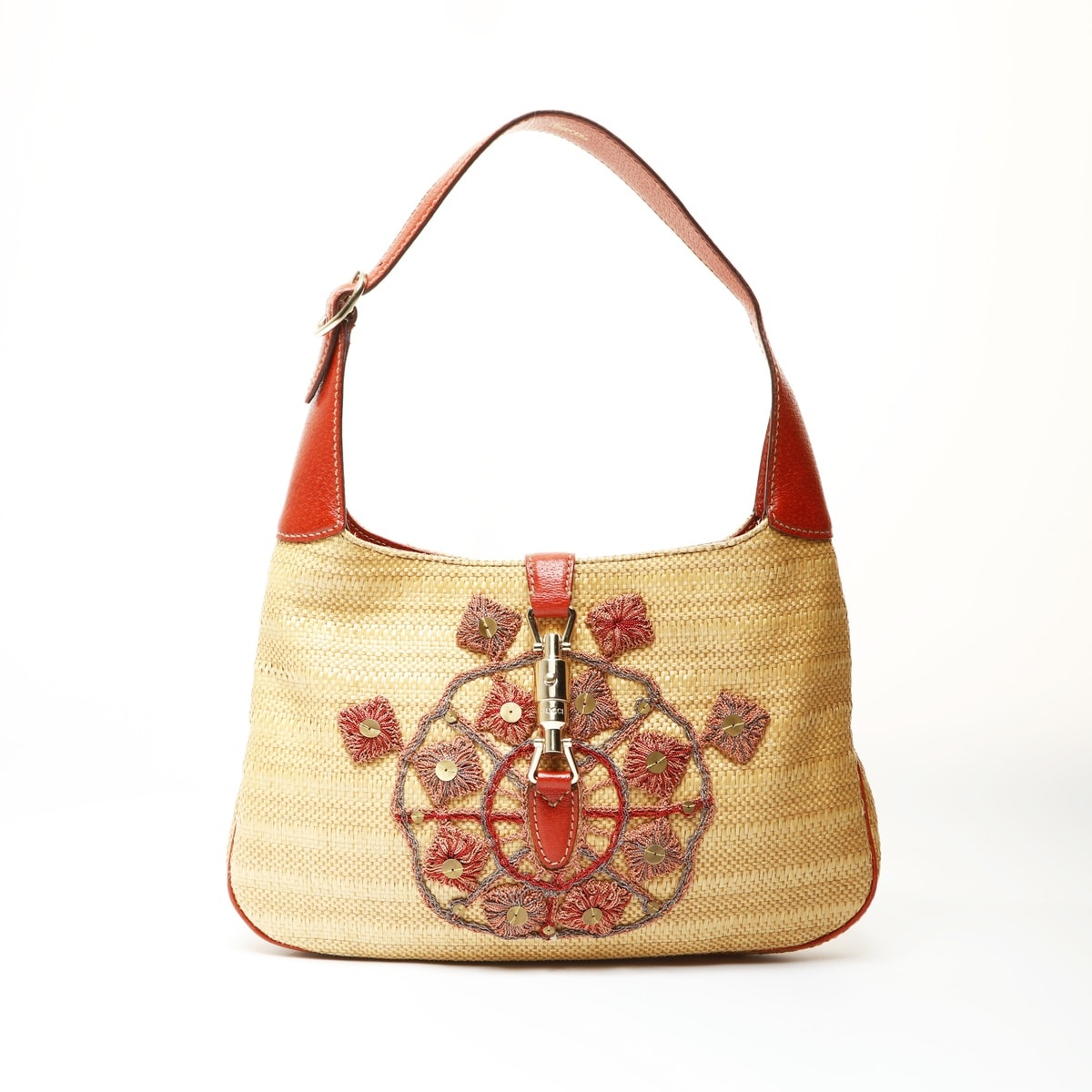 グッチ GUCCI ジャッキー ストロー ラフィア ショルダーバッグ【中古】