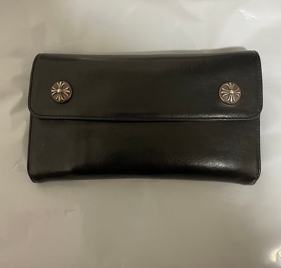 Chrome Hearts Wave Cross Ball Button Leather Wallet "Black/Silver"