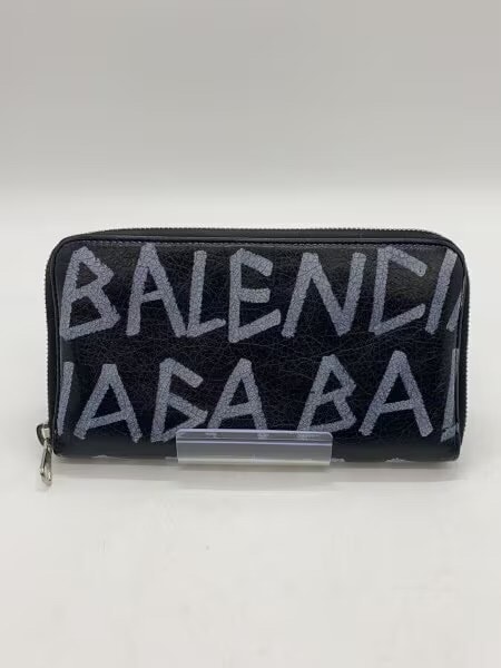 BALENCIAGA Graffiti Round Zipper Wallet ”Black”