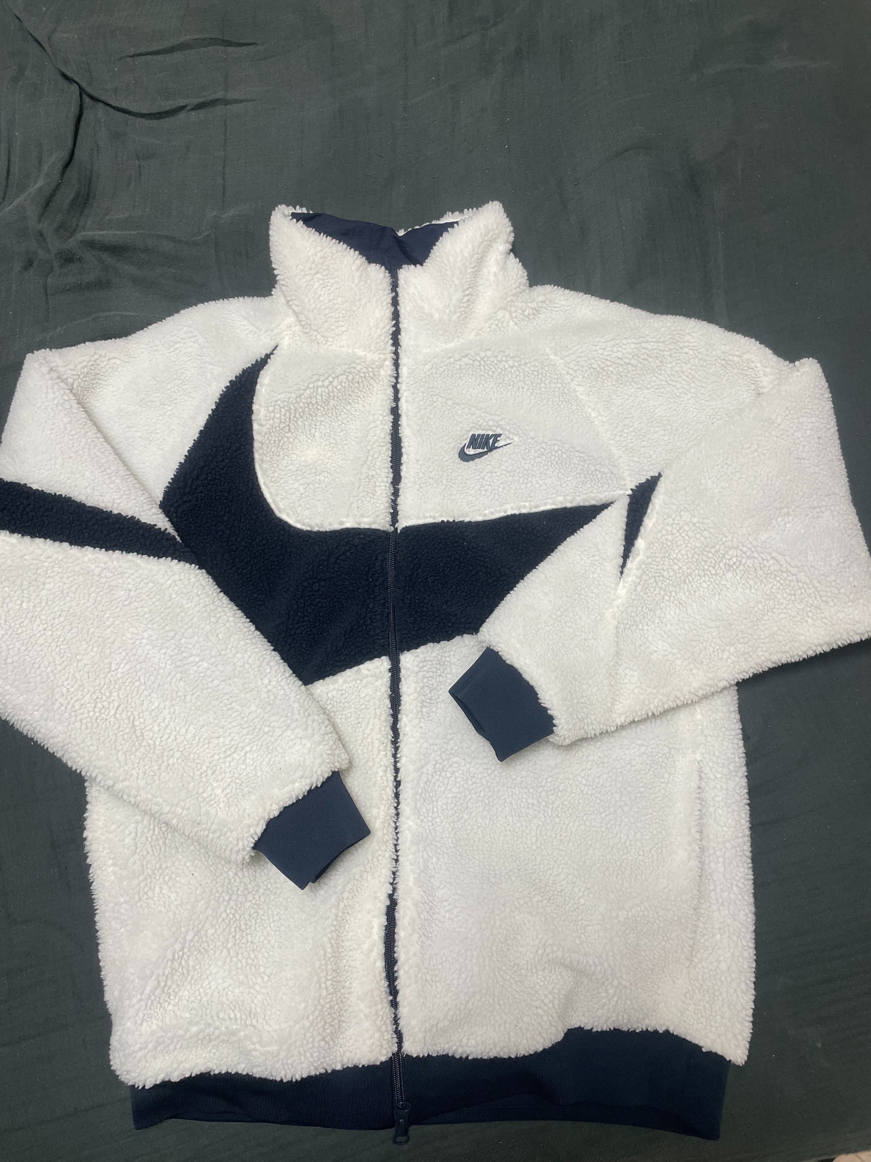 Nike Big Swoosh Reversible Boa Jacket "Sail/Dark Obsidian"