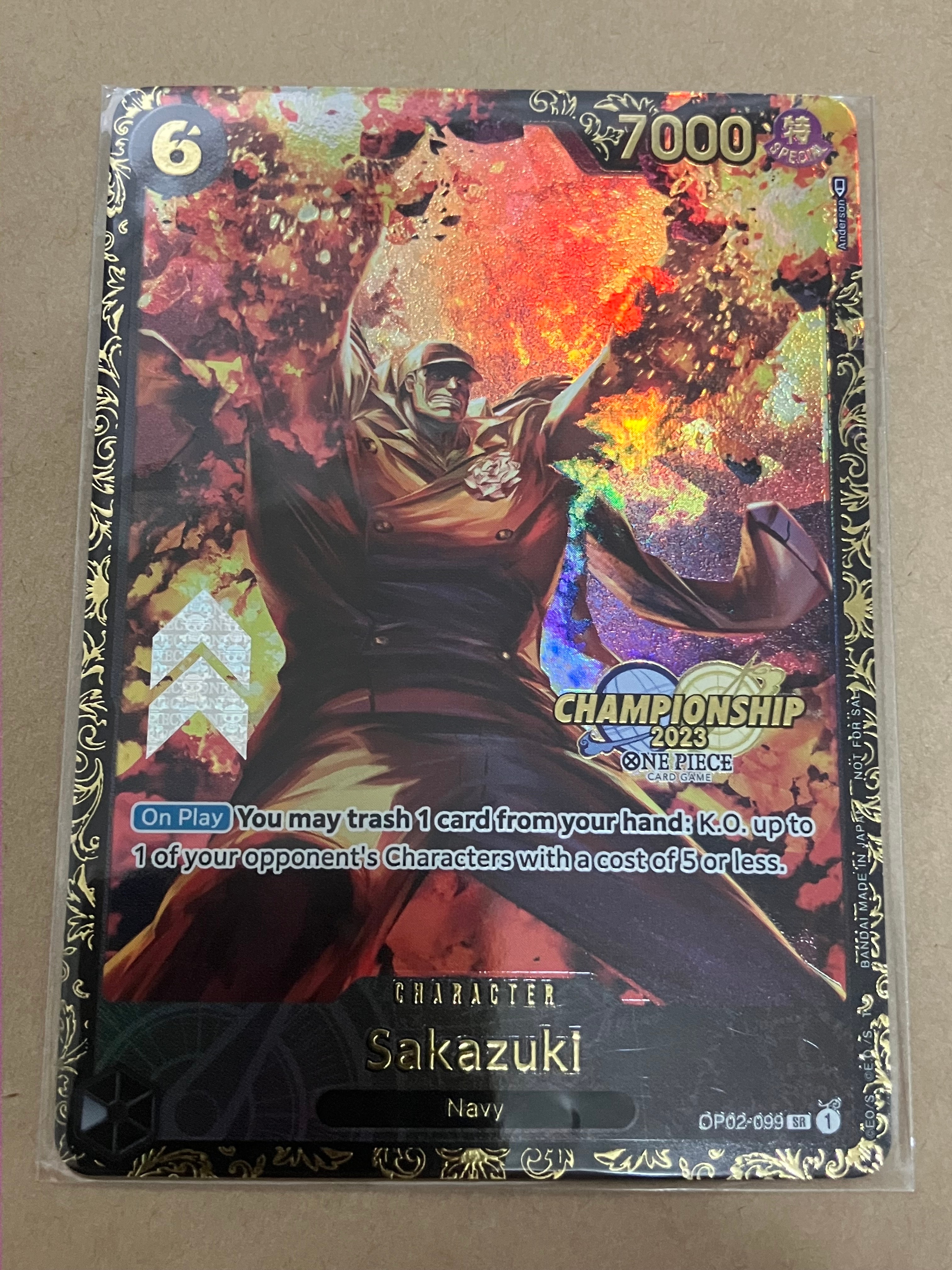 サカズキ SR-P [OP02-099]【英語版】(プロモーションカード「チャンピオンシップ 2023 記念品」)