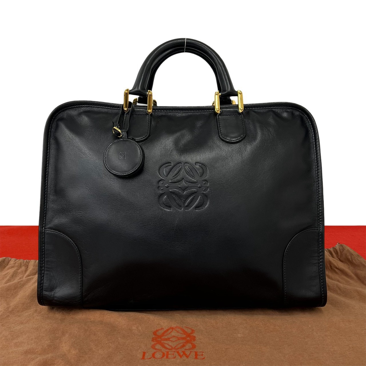 LOEWE ロエベ アマソナ アナグラム ロゴ レザー ハンドバッグ ブラック
57564