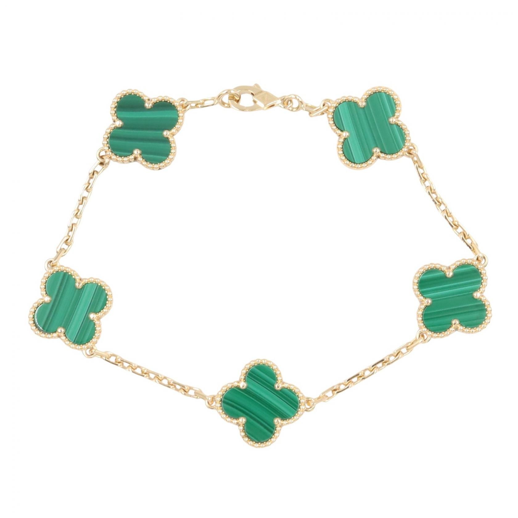 ヴァンクリーフ&アーペル Van Cleef & Arpels ヴィンテージアルハンブラ マラカイト 5P ブレスレット ブレスレット アクセサリー K18(イエローゴールド) マラカイト レディース ゴールド系 / グリーン系