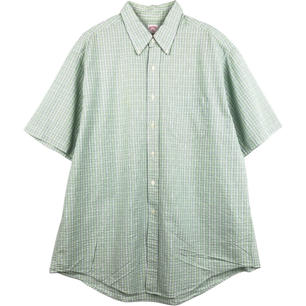 古着 ブルックスブラザーズ Brooks Brothers 346 シアサッカー 半袖 ボタンダウン ストライプシャツ メンズXL相当/eaa674128