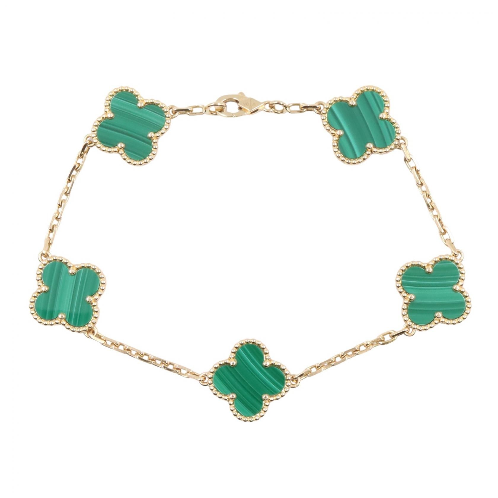 ヴァンクリーフ&アーペル Van Cleef & Arpels ヴィンテージアルハンブラ マラカイト 5P ブレスレット ブレスレット アクセサリー K18(イエローゴールド) マラカイト レディース ゴールド系 / グリーン系