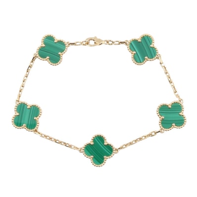 ヴァンクリーフ&アーペル Van Cleef & Arpels ヴィンテージアルハンブラ マラカイト 5P ブレスレット ブレスレット アクセサリー K18(イエローゴールド) マラカイト レディース ゴールド系 / グリーン系