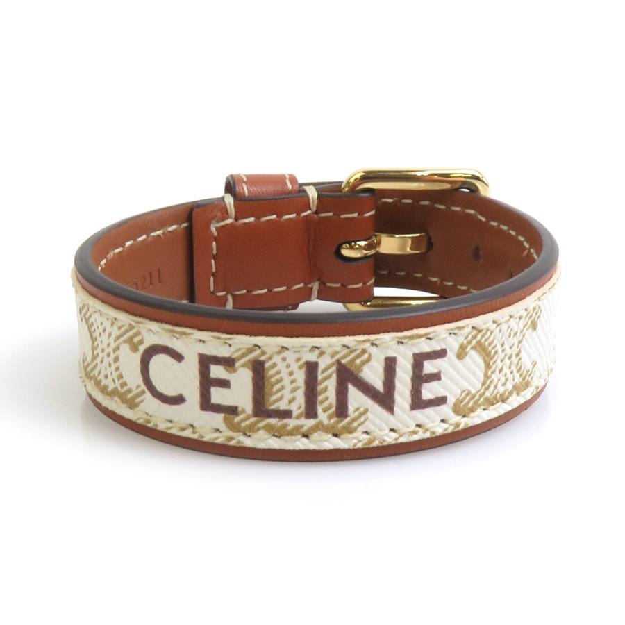セリーヌ CELINE ブレスレット PVC/メタル オフホワイト/ブラウン/ゴールド レディース【中古】 e62337j