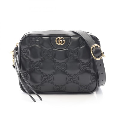 グッチ GUCCI GGマトラッセ スモール ショルダーバッグ バッグ レザー レディース ブラック系 702234 【中古】