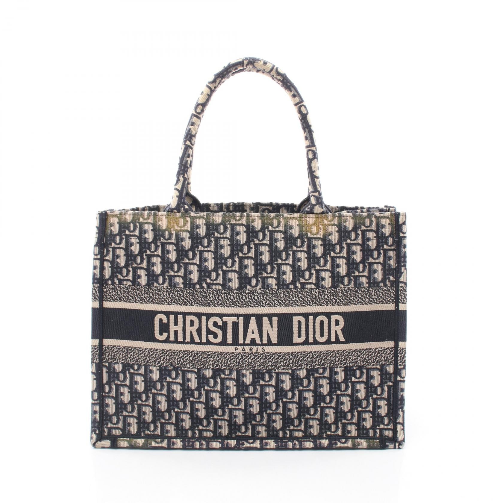 ディオール Dior BOOK TOTE ブックトート ミディアム オブリーク トートバッグ バッグ キャンバス レディース ネイビー系 / アイボリー系 【中古】