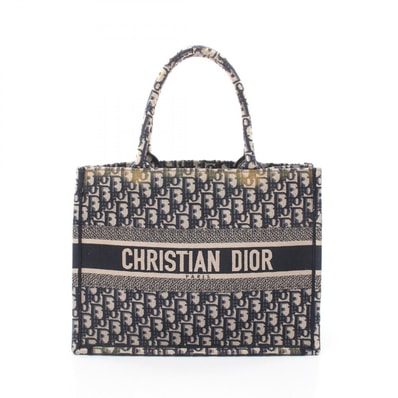 ディオール Dior BOOK TOTE ブックトート ミディアム オブリーク トートバッグ バッグ キャンバス レディース ネイビー系 / アイボリー系 【中古】