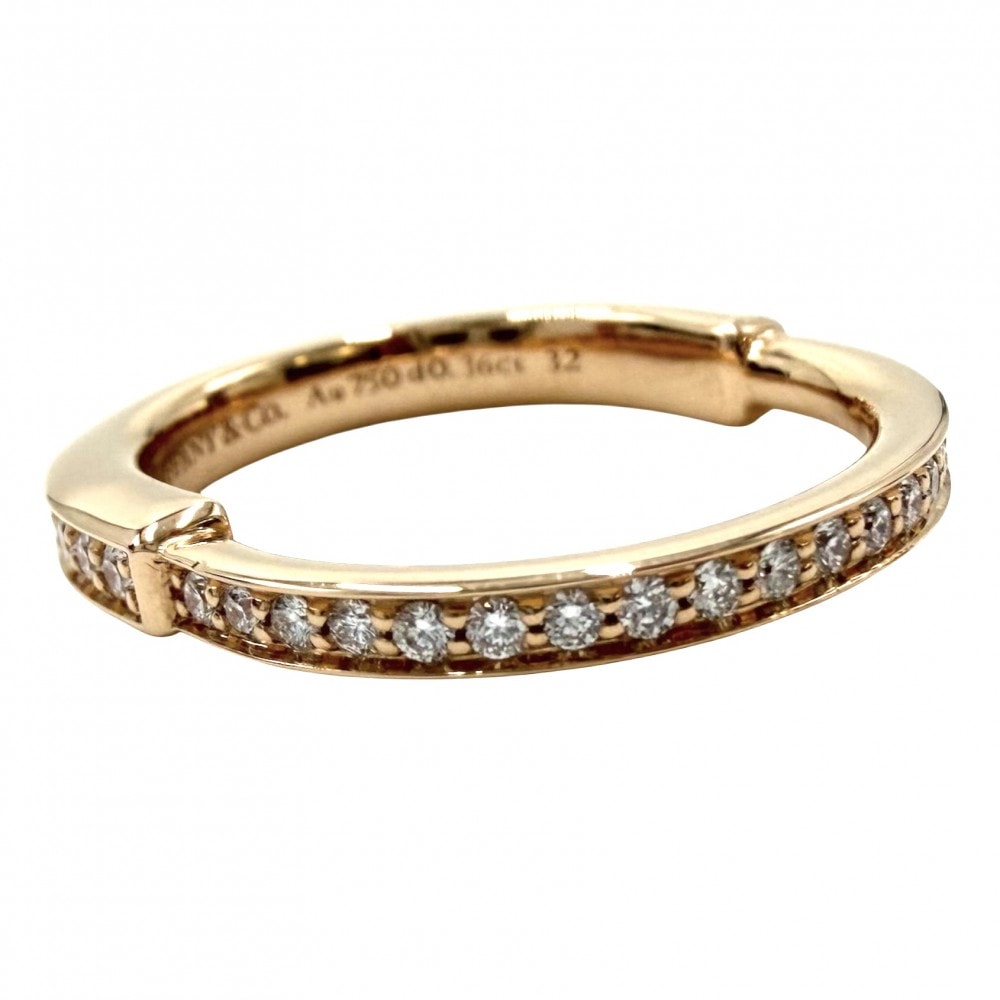 TIFFANY&Co. ティファニー 指輪 ロック リング ジュエリー メンズ レディース Au750 18金PG アクセサリー 32サイズ K18ピンクゴールド    ダイヤモンド0.36ct 約8号 ユニセックス 約3.8g【中古品】