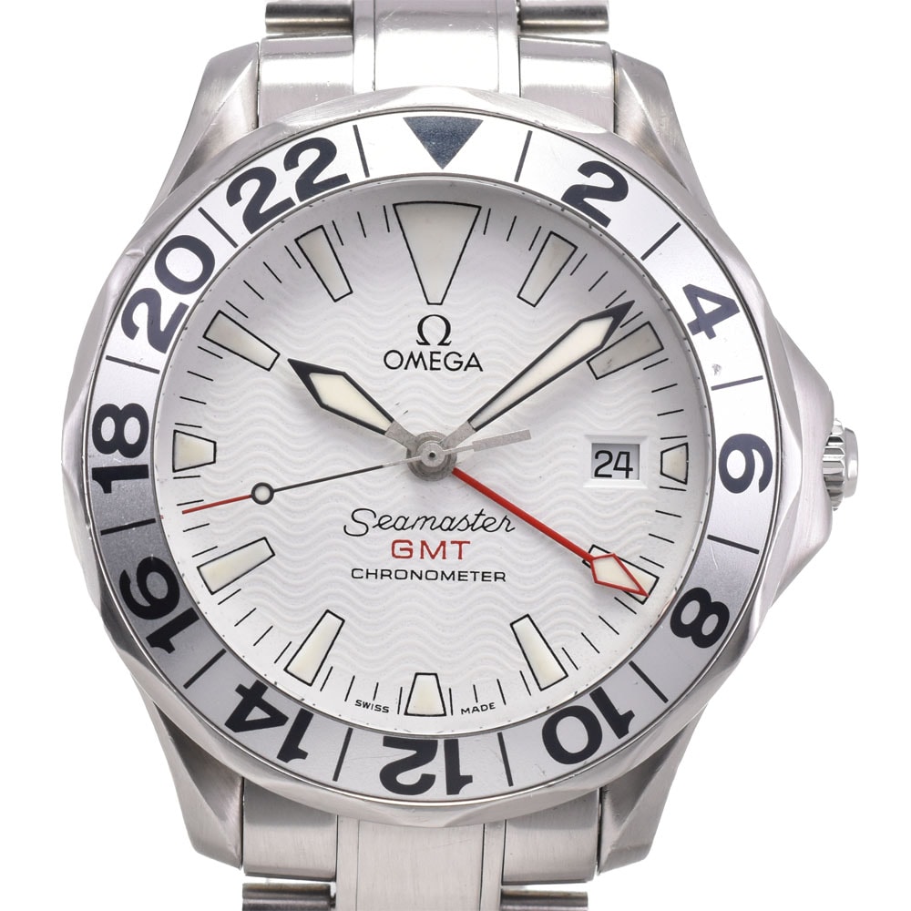 オメガ OMEGA 2538.20 シーマスター300M GMT デイト 自動巻き メンズ 良品 箱・保証書付き P#145914
