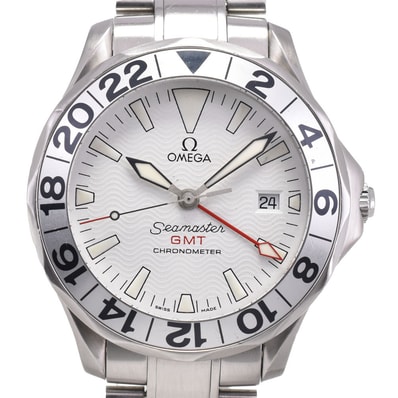 オメガ OMEGA 2538.20 シーマスター300M GMT デイト 自動巻き メンズ 良品 箱・保証書付き P#145914