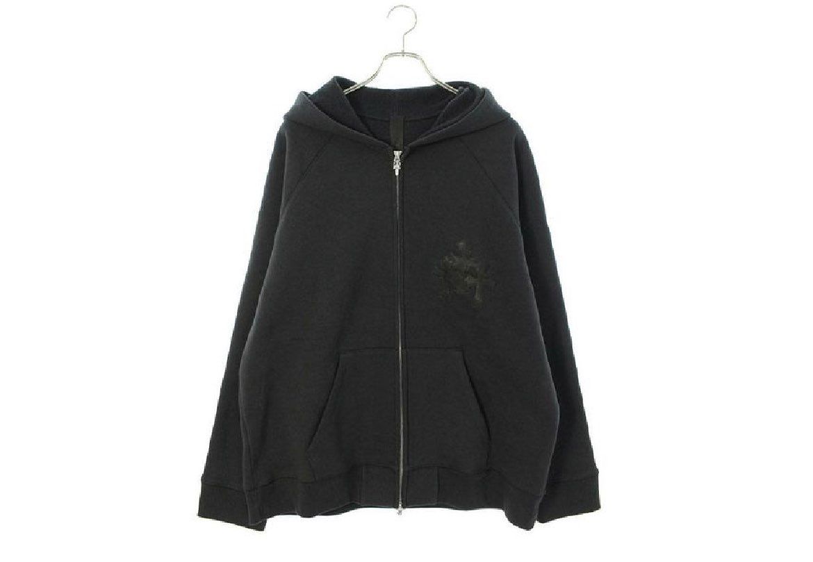 Chrome Hearts Y Not Cross Patch Zip Up Hoodie "Black/Silver"