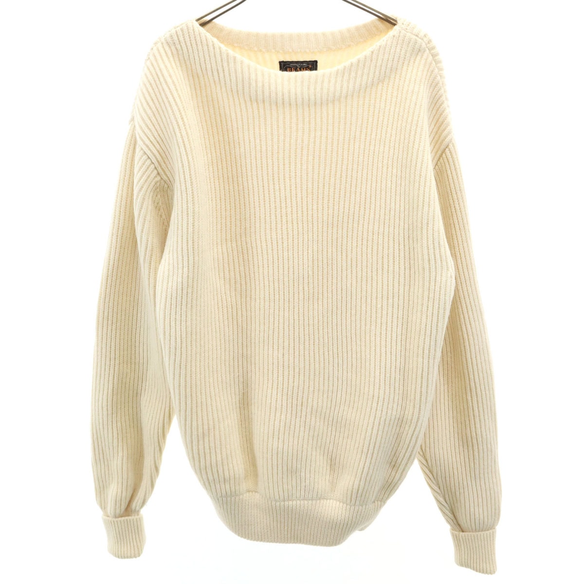 美品 BEAMS PLUS ビームスプラス 長袖 セーター S アイボリー ニット エルボーパッチ