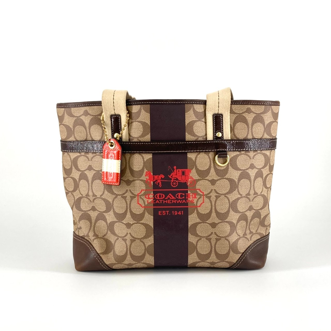 COACH(コーチ) ヘリテージ ストライプ シグネチャー 11350 トートバッグ ブラウン